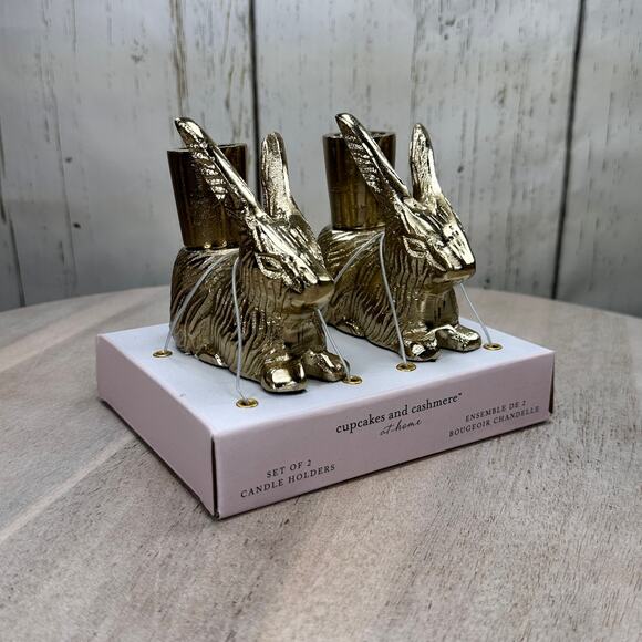 Cupcakes and Cashmere Gold Rabbit Bunny Taper Candle Holder Spring Easter Viral - Picture 8 of 16